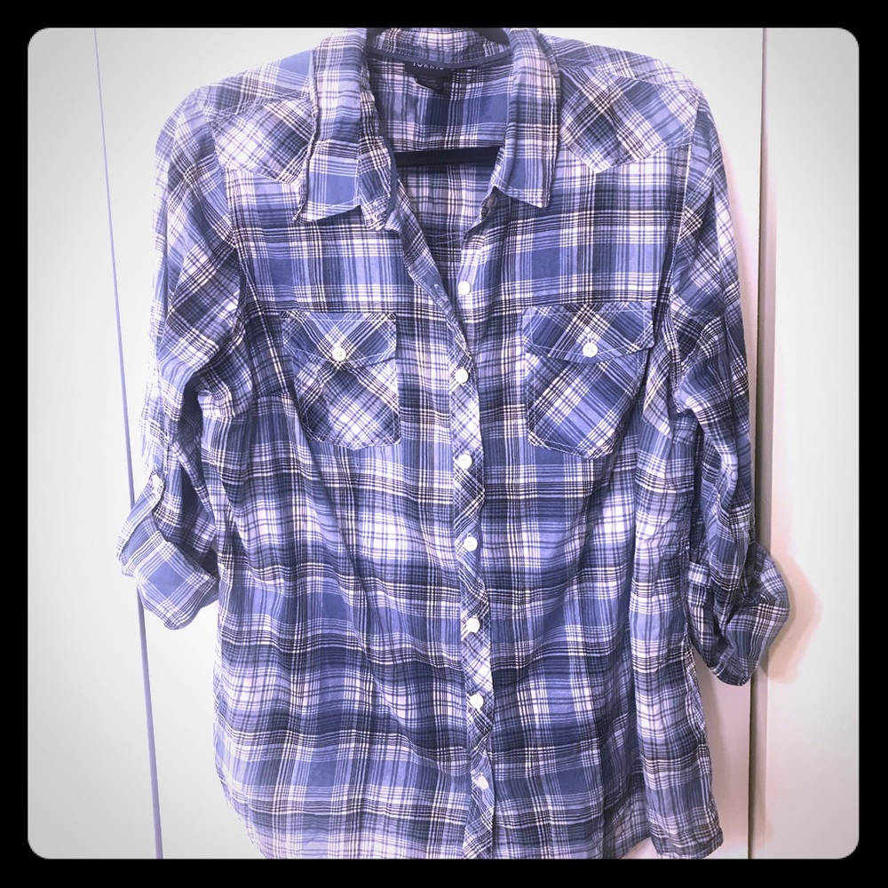 Torrid Blue plaid Button Down Shirt
